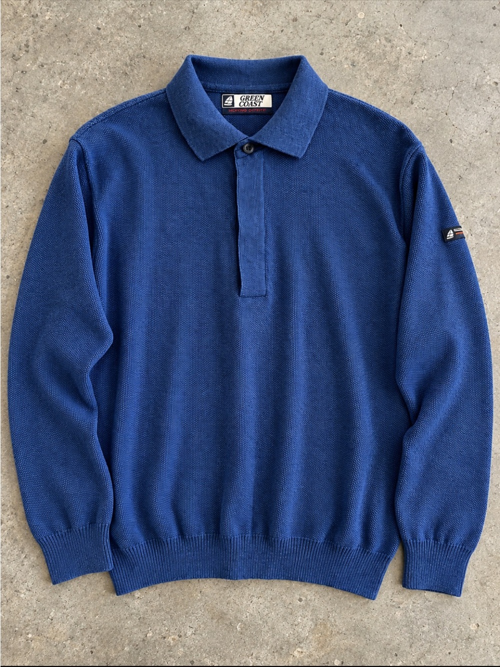 Green Coast Yachting Merino Wool Polo Sweater Men 50 Blue 1/4 Zip Nautical
